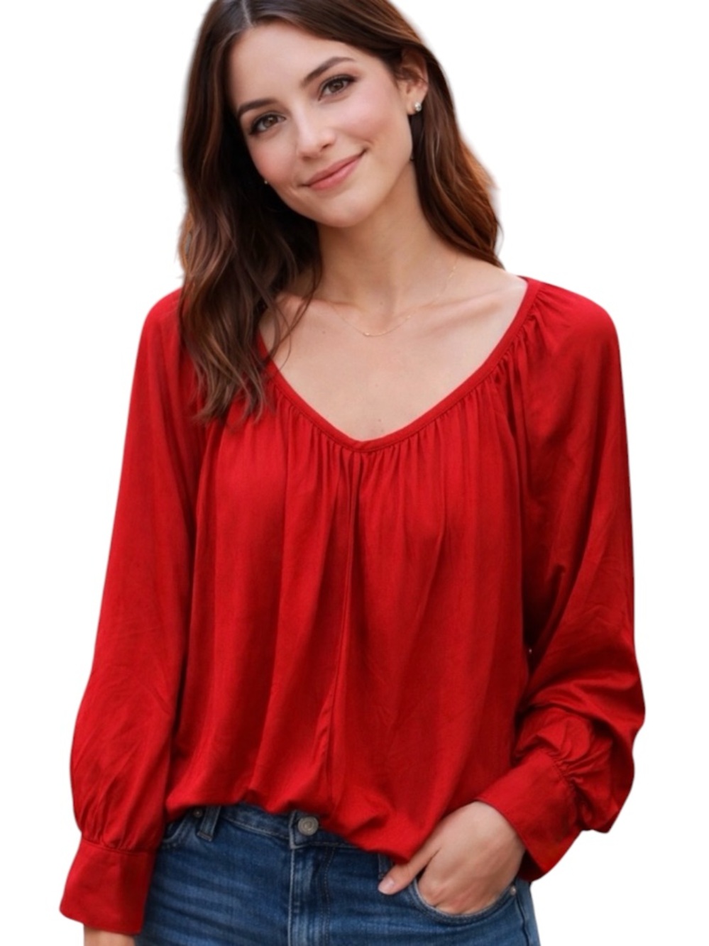Talbots ($210) Cranberry Silk Blend Flowy Blouse - PTP 22